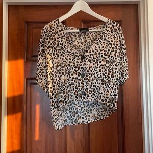 Cheetah Print Short Sleeved Blouse
